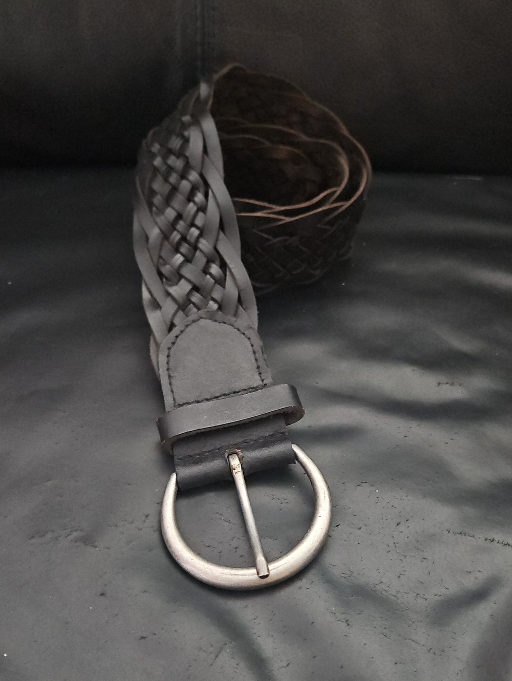 Banana Republic Woven Leather Belt Womens Medium Black Excellent Braided Wide S